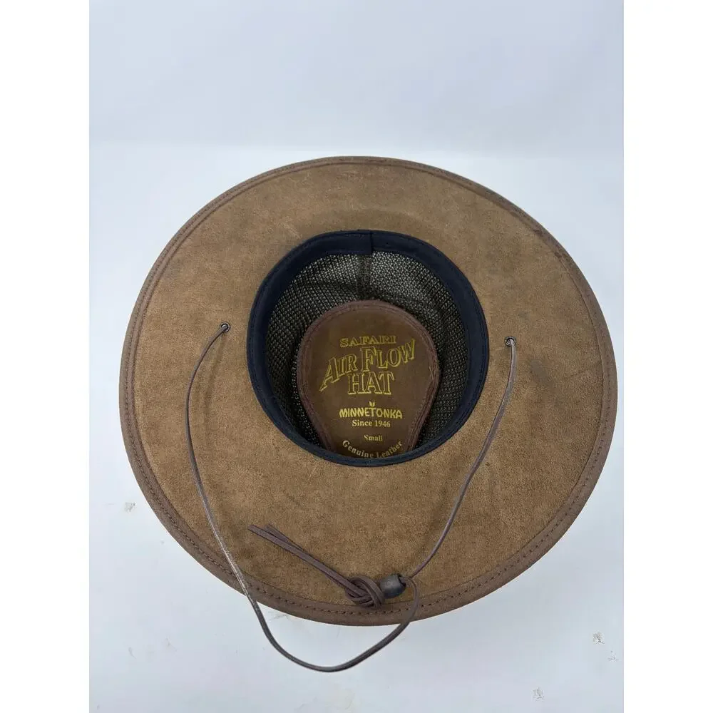 Minnetonka Safari Airflow hat small brown leather unisex